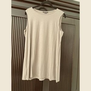 Eileen Fisher Stretch Jersey Knit Crew Neck Long Tank, Taupe, Size Large, NWT